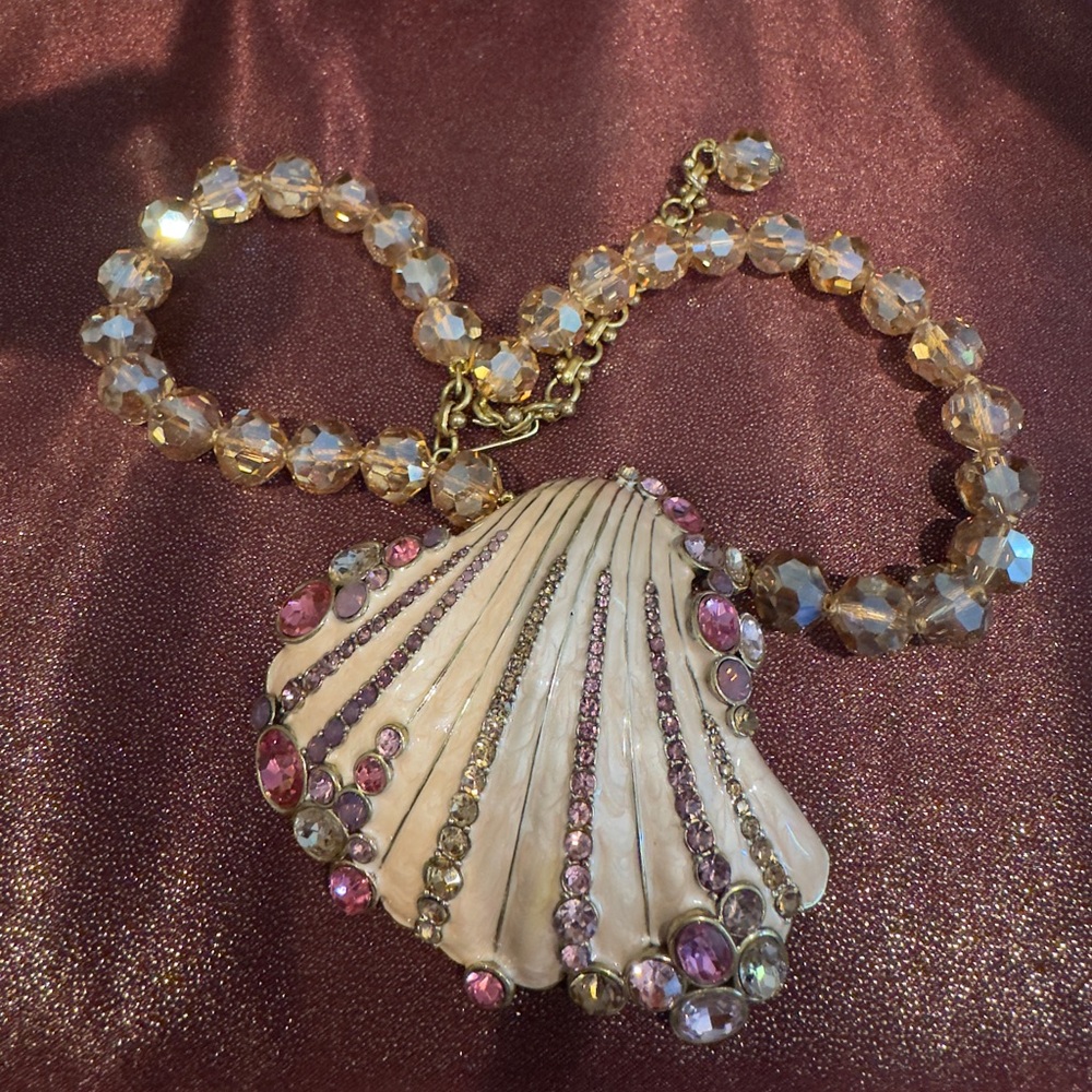 HEIDI DAUS OCEAN INTRIGUE BEADED CRYSTAL & ENAMEL SEA SHELL NECKLACE